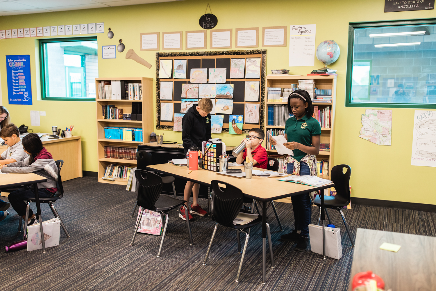 students working on a class activity
